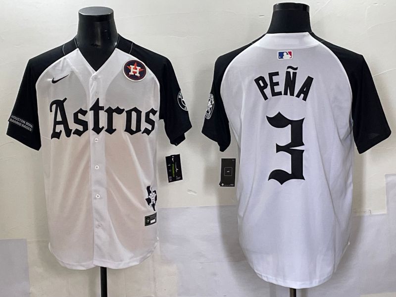 Men 2025 Houston Astros 3 Pena white black Five generations Joint Name Nike MLB Jersey style 12